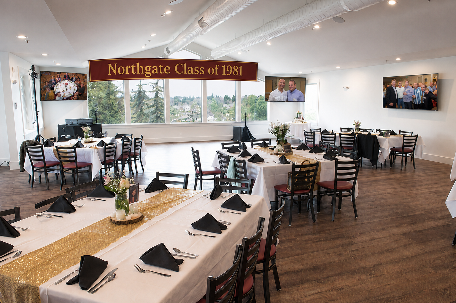 The private event room at The Greenery decorated for the Northgate Class of 1981